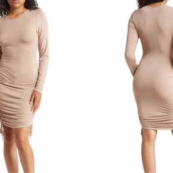 Melrose And Market Side Ruched Long Sleeve Dress - Picture 1 of 6